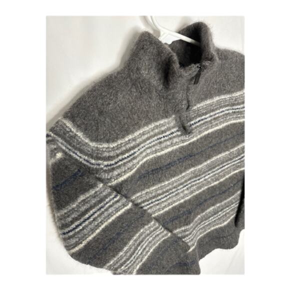 Zegna Sport wool sweater high neck & 1/4 zip gray & cream size small - Picture 5 of 12